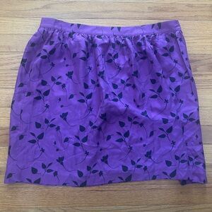 Brooks Brothers Skirt Purple Black Floral Silk A-line Skirt Lined